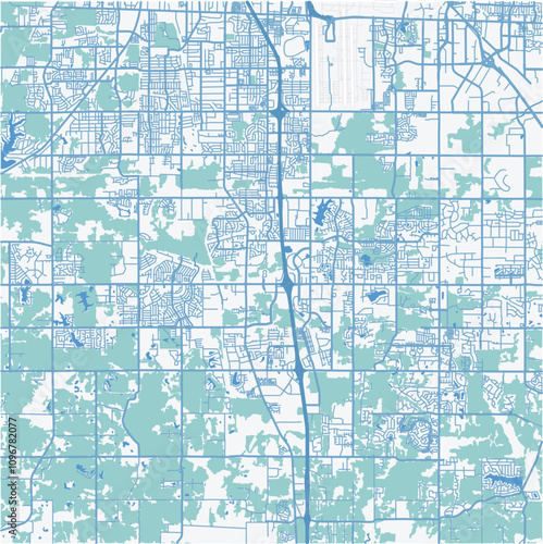 Map of Southaven in Mississipi in a professional blue style. Contains layered vector with roads water, parks, etc. photo