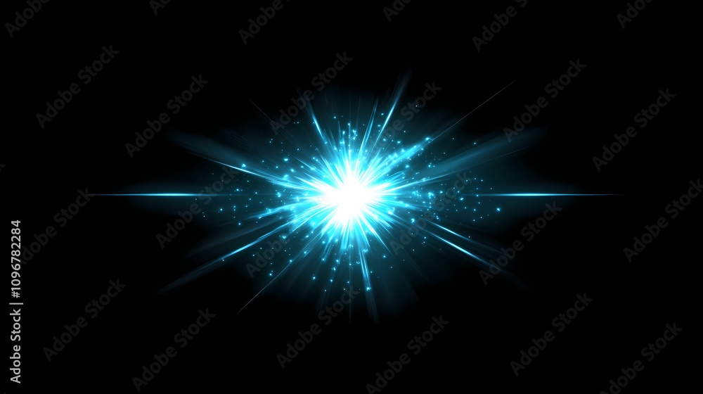 Cosmic explosion of vibrant blue light and energy. Radiant Solar Flare. Illustration Cosmic explosion of vibrant blue light and energy. Radiant Solar Flare. Illustration