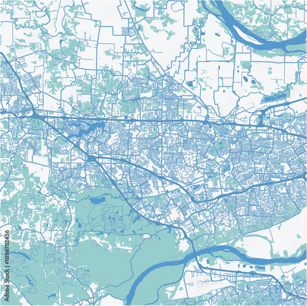 Naklejka premium Map of O in Missouri in a professional blue style. Contains layered vector with roads water, parks, etc.