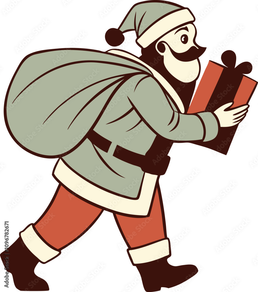 Santa Claus holding a gift for Merry Christmas, Santa Claus colorful clipart vector icon graphic illustration design. Santa Claus holding a gift for Merry Christmas, Santa Claus colorful clipart vector icon graphic illustration design.