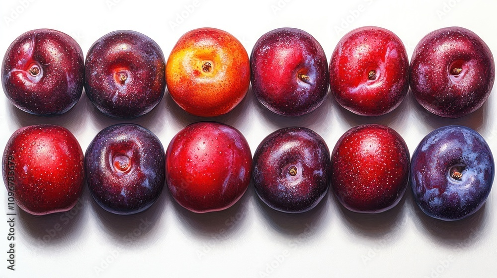 Vibrant Plum Still Life: A Colorful Arrangement of Ripe Plums Vibrant Plum Still Life: A Colorful Arrangement of Ripe Plums