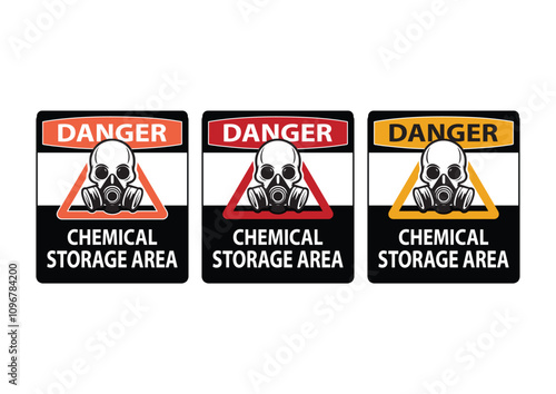 A vector danger sign that says chemical storage. This warning can be used in an industrial setting