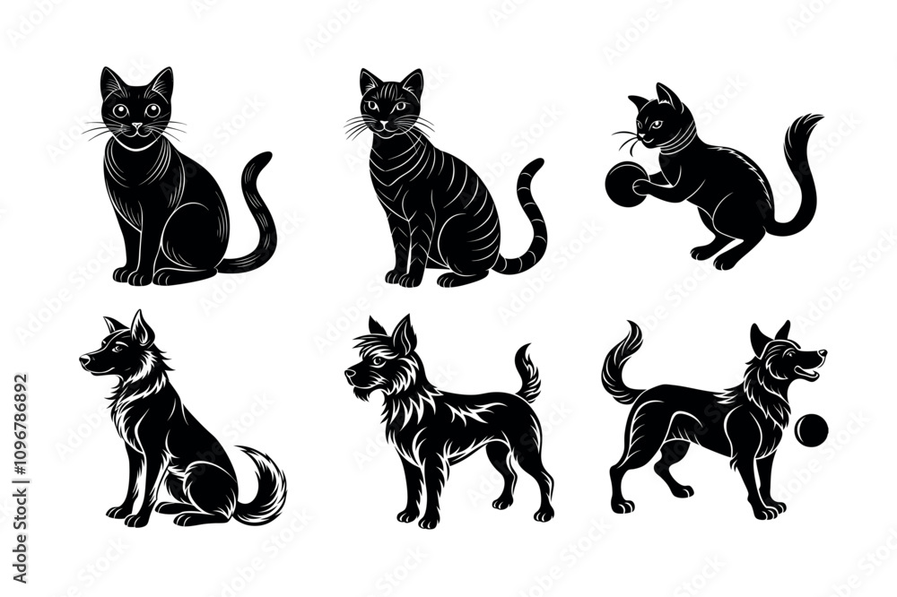 6 bundle vectore silhouette dog cat ball 2 6 bundle vectore silhouette dog cat ball 2