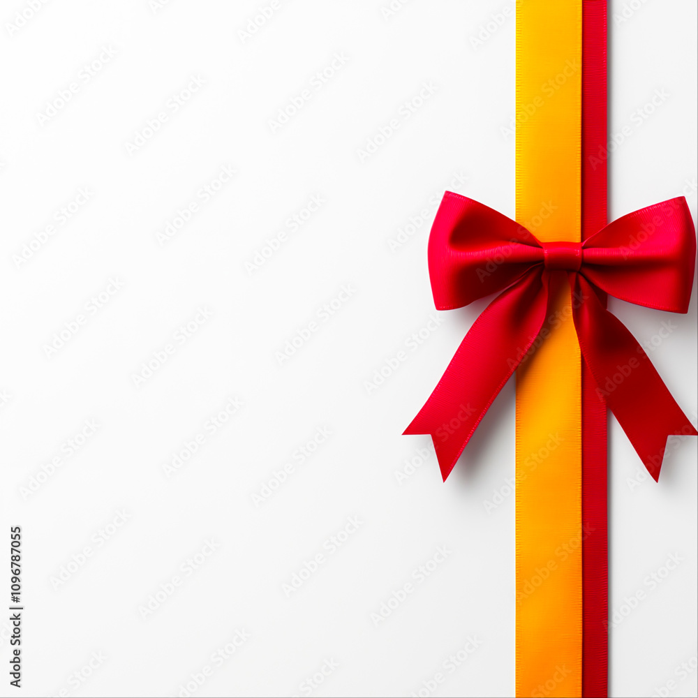 Colorful Gift with Red Bow and Yellow Ribbon on White Background Colorful Gift with Red Bow and Yellow Ribbon on White Background