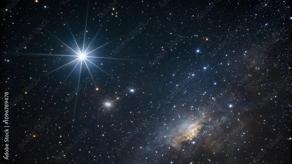 Obraz premium High-angle view of Astrum Johnsonii star in night sky, high angle view, astronomy