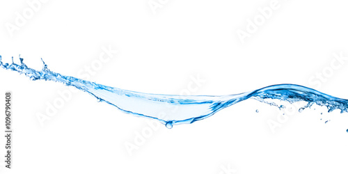 fresh natural drink water wide panorama with bubbles concept isolated white background