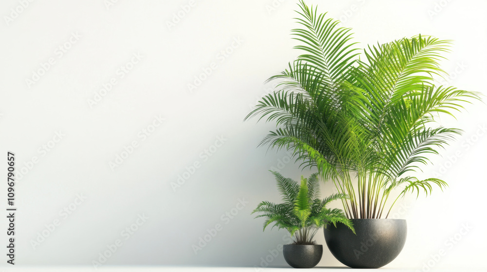 Obraz premium Potted plants in modern style for interior design or wallpaper.