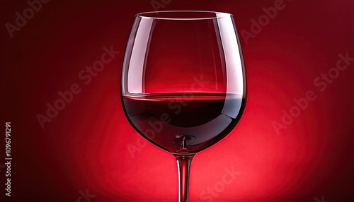 Glass of red wine on a red background