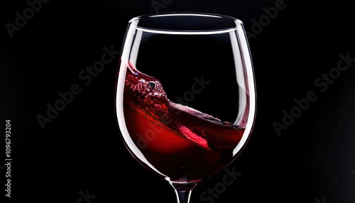 Glass of red wine on a black background