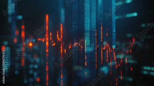 Wallpaper Mural A cityscape with a blue sky and orange and red lights Torontodigital.ca