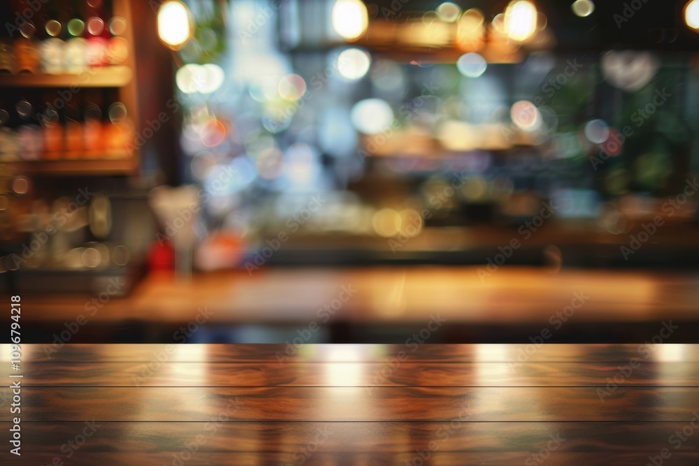Blurred sushi bar interior with lanterns and warm wooden accents Blurred sushi bar interior with lanterns and warm wooden accents