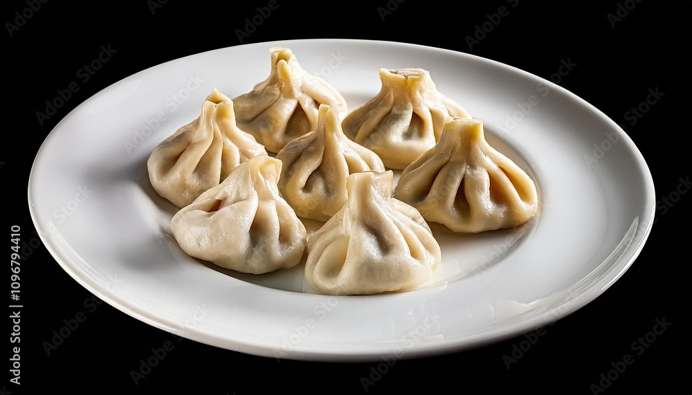 Dumplings with meat on a plate on a black background
Dumplings with meat on a plate on a black background