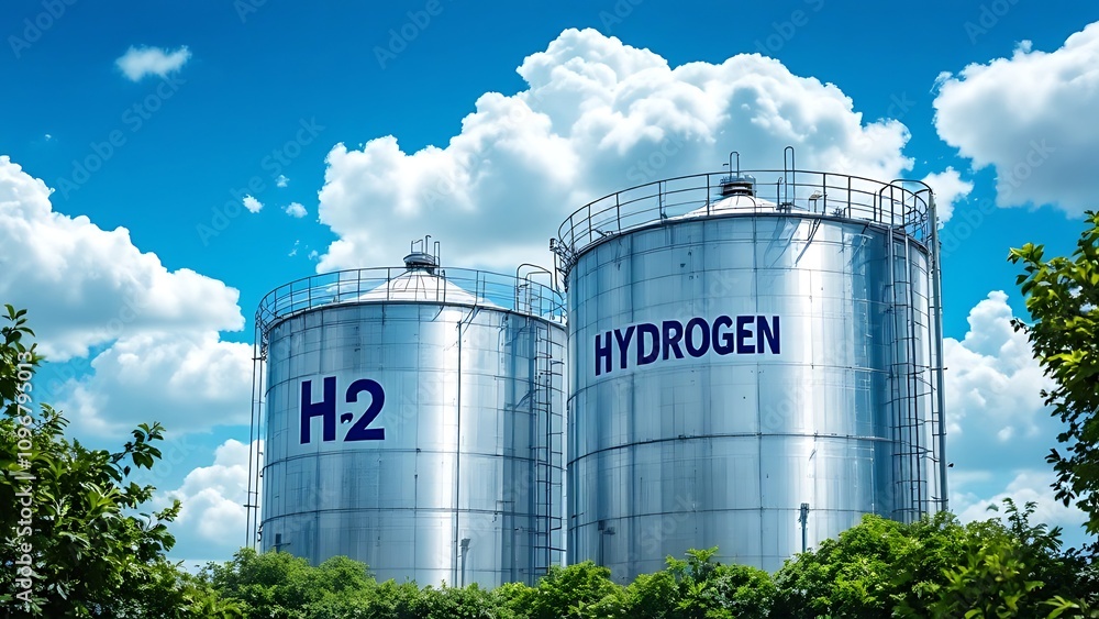 Hydrogen renewable energy production - hydrogen gas for clean electricity solar and windturbine facility Hydrogen renewable energy production - hydrogen gas for clean electricity solar and windturbine facility
