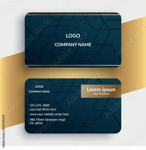 Gradient golden luxury business card template