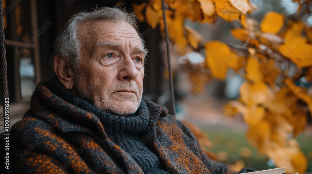 Contemplative Senior in Autumn Contemplative Senior in Autumn