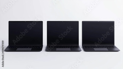 Wallpaper Mural Three black laptops in a row on a white background. (1) Torontodigital.ca