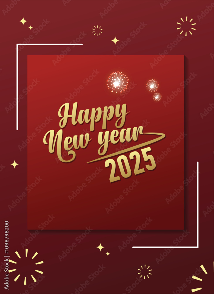 Happy New year 2025 firework vector poster Happy New year 2025 firework vector poster