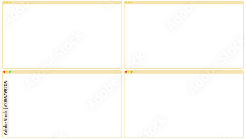 PCウィンドウ タイプ5 イエローUIセット (macOS風, iMac風カラー ,ai形式)
