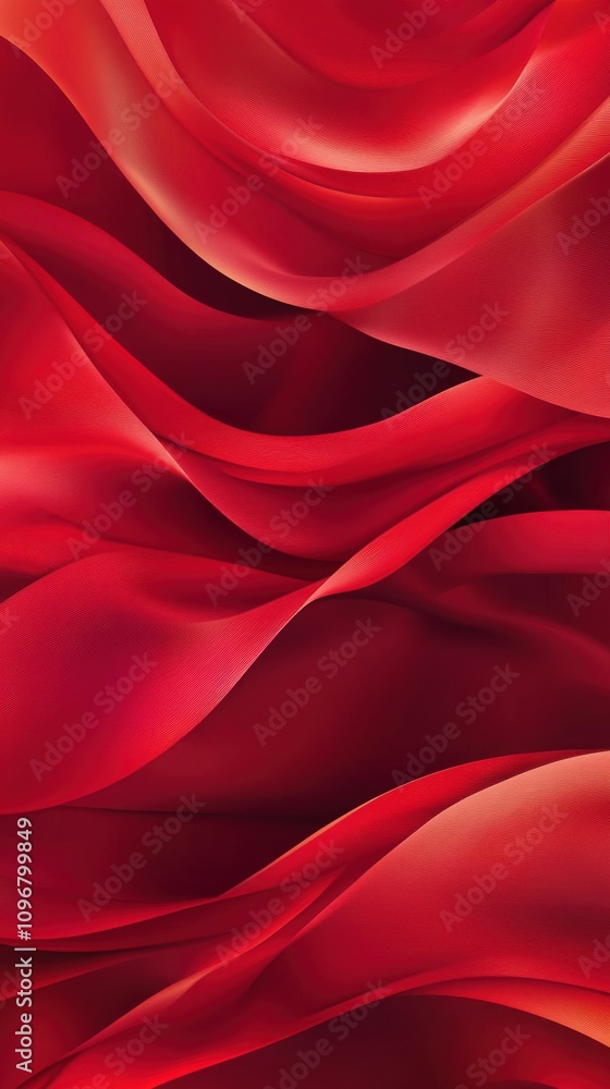 Obraz premium A vibrant abstract image showcasing flowing waves of rich crimson fabric with a smooth texture.