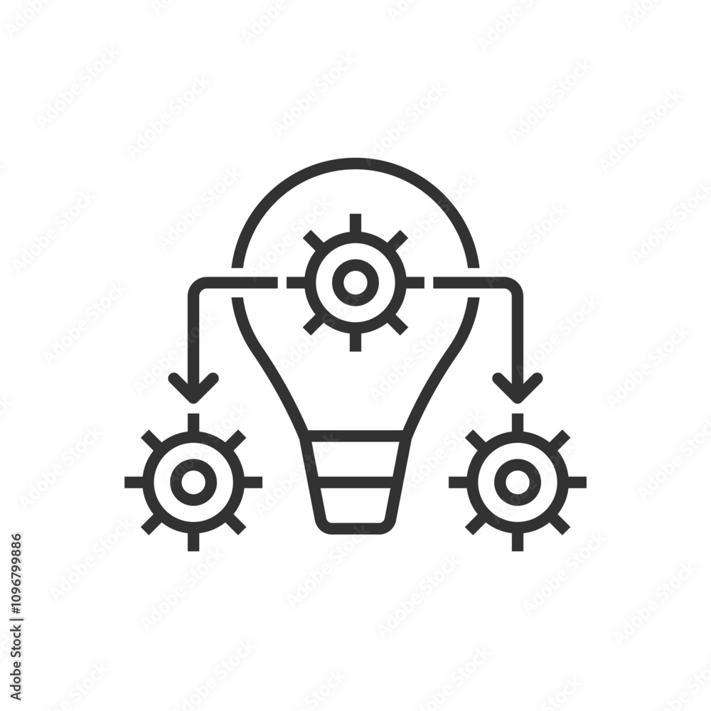 Implementation Icon - Light Bulb With Gear Icon Implementation Icon - Light Bulb With Gear Icon