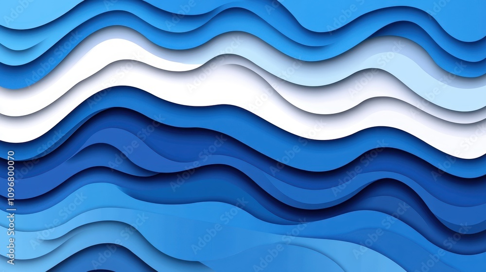 Abstract blue and white wavy paper cut design. Abstract blue and white wavy paper cut design.