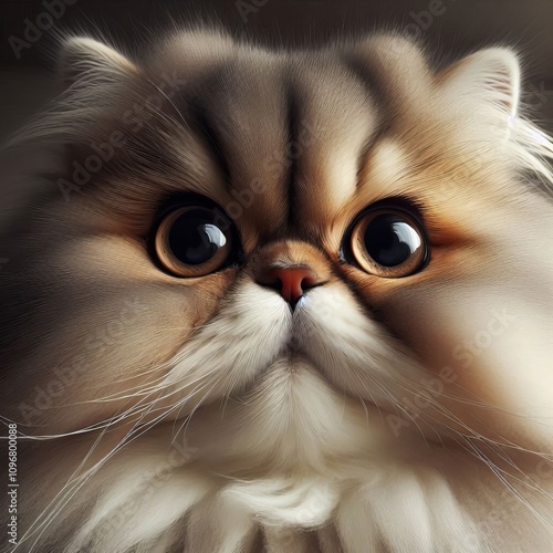 Close up of a Persian cat's face – Flat nose fluffy fur and la photo