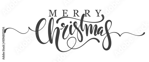 Merry Christmas lettering text calligraphic inscription. Christmas handwritten lettering. Xmas text isolated on transparent for postcard, poster, banner design element.