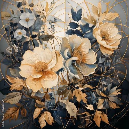 Soft Geometric Floral Accents
