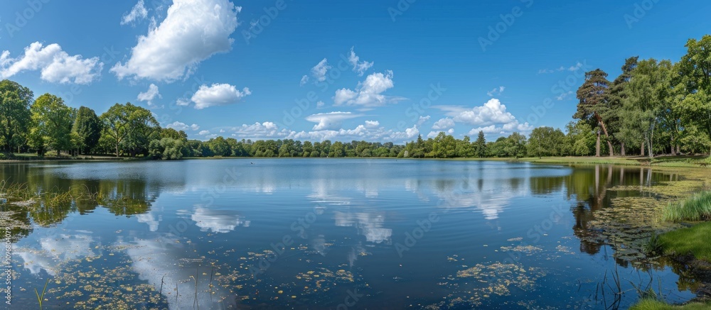Fototapeta premium Serene Lake Reflecting a Summer Sky