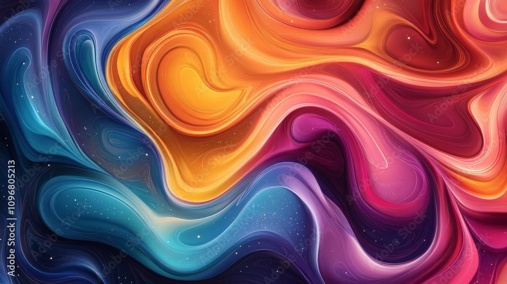 Vibrant abstract background featuring flowing waves of color. Perfect for creative projects, digital media, or artistic presentations. Vibrant abstract background featuring flowing waves of color. Perfect for creative projects, digital media, or artistic presentations.