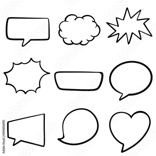 set of hand drawn speech bubble collection element