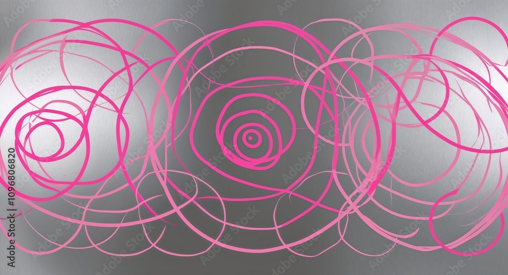 Pink Circle pattern hand drawn design on Silver background illustration Pink Circle pattern hand drawn design on Silver background illustration