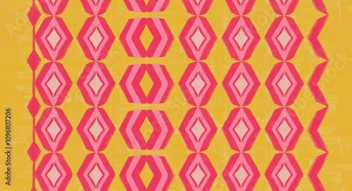 Pink Octagon pattern hand drawn design on Yellow background illustration