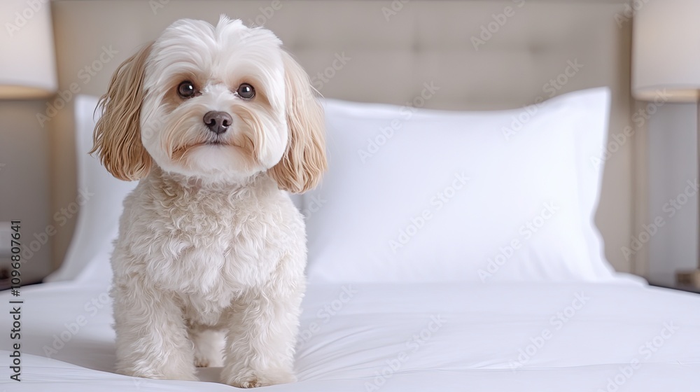 Puppy explores luxury hotel room with elegance and charm Puppy explores luxury hotel room with elegance and charm
