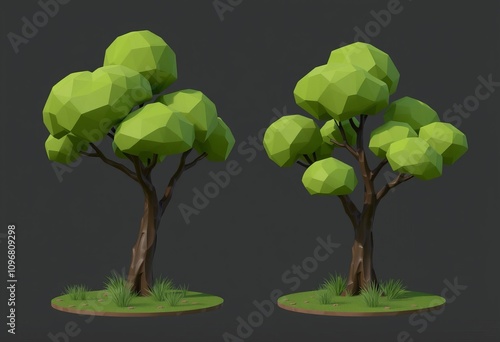 Low Poly Tree Game AssetA low poly tree is designed as a game as