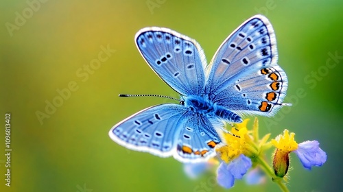 Wallpaper Mural Close-up of a Vivid Blue Butterfly on a Flower Torontodigital.ca