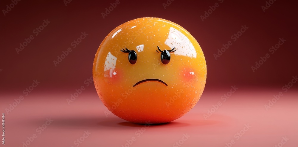 A Sad Orange Egg Shaped Emoji Character A Sad Orange Egg Shaped Emoji Character