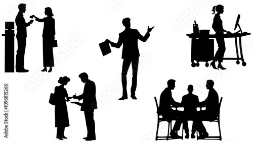 Stylish silhouette set of work