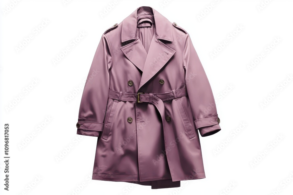 Sophisticated purple men's trench coat in isolated view on white background, perfect for branding, retail catalogs, and winter fashion promotions. Sophisticated purple men's trench coat in isolated view on white background, perfect for branding, retail catalogs, and winter fashion promotions.