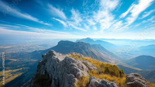 Majestic mountain peak panorama. Concept of freedom, adventure, and breathtaking views.