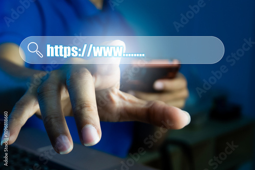 Canvas Print The concept of registering and setting up a website domain