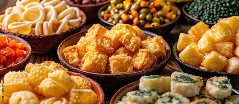 Appetizers in Small Bowls Ready for a Party Appetizers in Small Bowls Ready for a Party