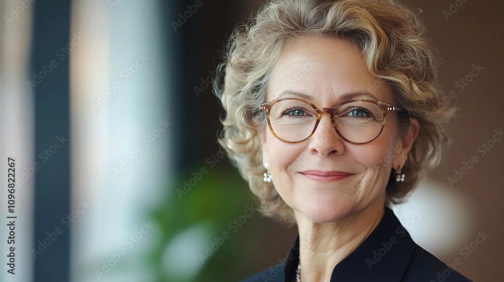 Portrait of a Successful Older Businesswoman with Glasses, Exuding Confidence and Professionalism in a Modern Office Environment Portrait of a Successful Older Businesswoman with Glasses, Exuding Confidence and Professionalism in a Modern Office Environment