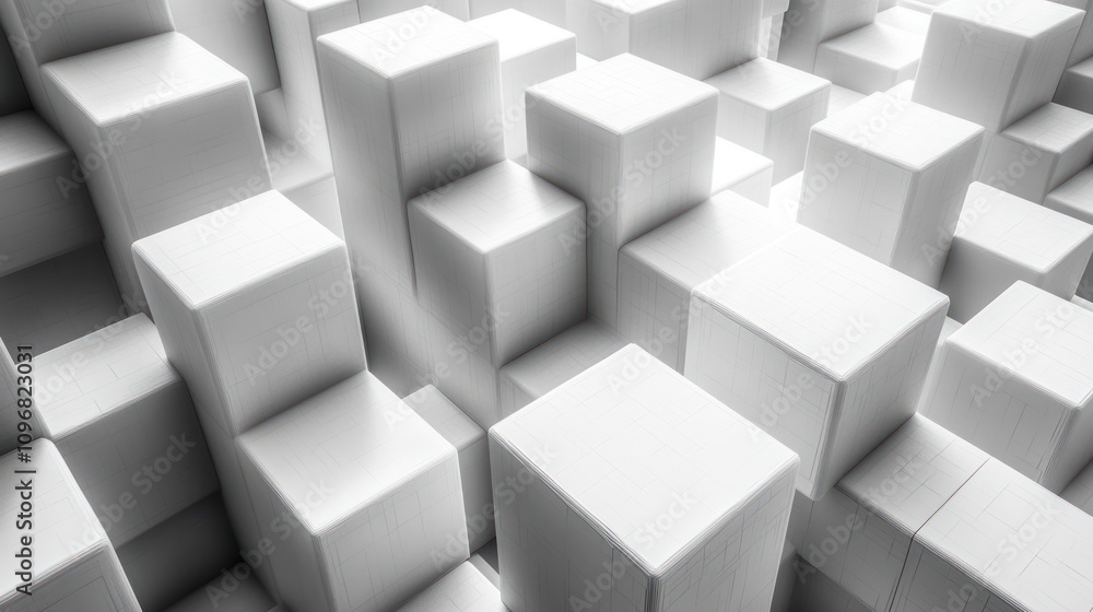 Abstract White Cubic Structure: A 3D Render of Interlocking Cubes Abstract White Cubic Structure: A 3D Render of Interlocking Cubes