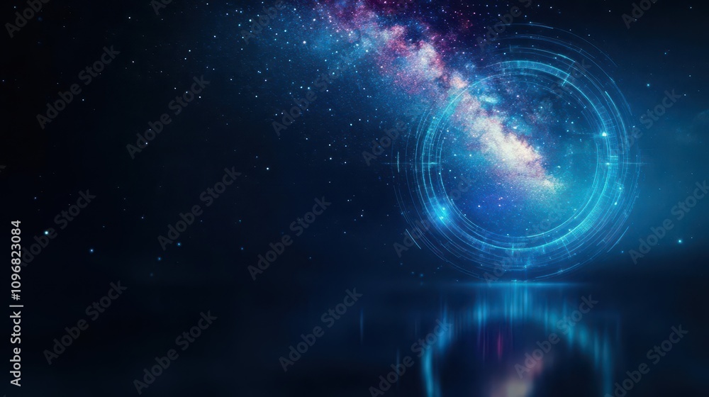 Obraz premium A quiet lakeside scene with a reflection of the Milky Way