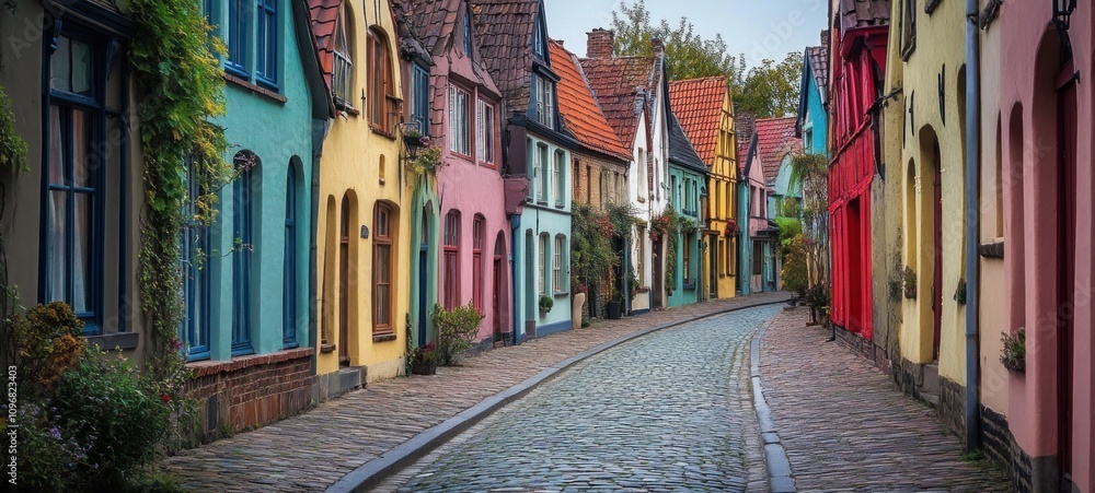 Fototapeta premium Charming Colorful Street in a European Town