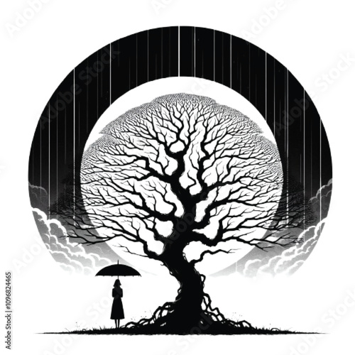 A Silhouette umbrella vector
