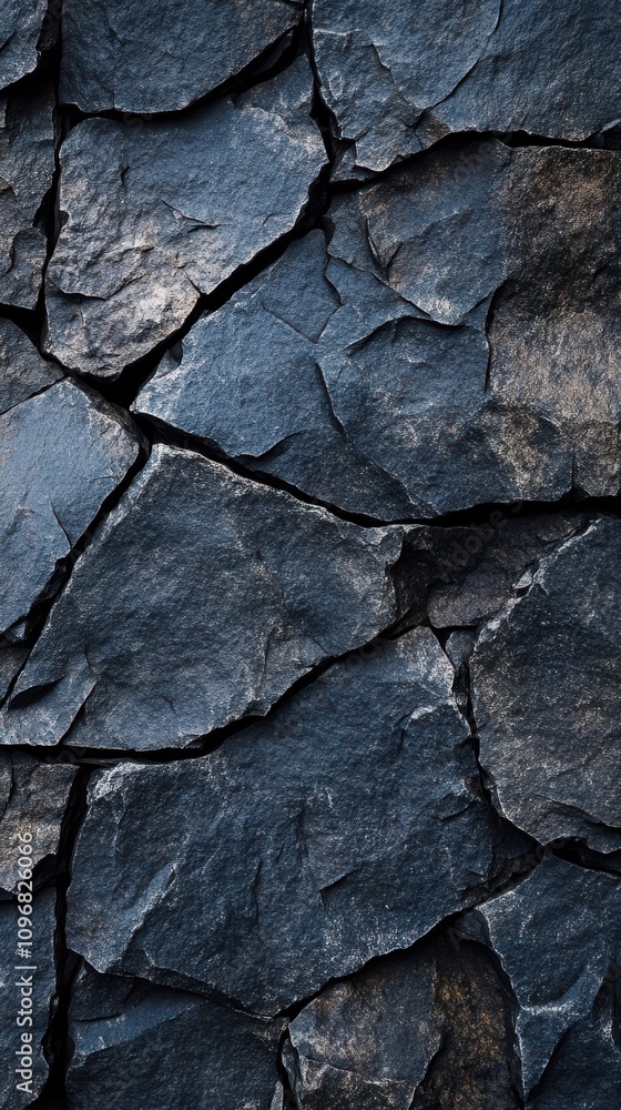 Detailed close-up of dark, textured slate rock, showcasing natural fractures and variations in color. Detailed close-up of dark, textured slate rock, showcasing natural fractures and variations in color.