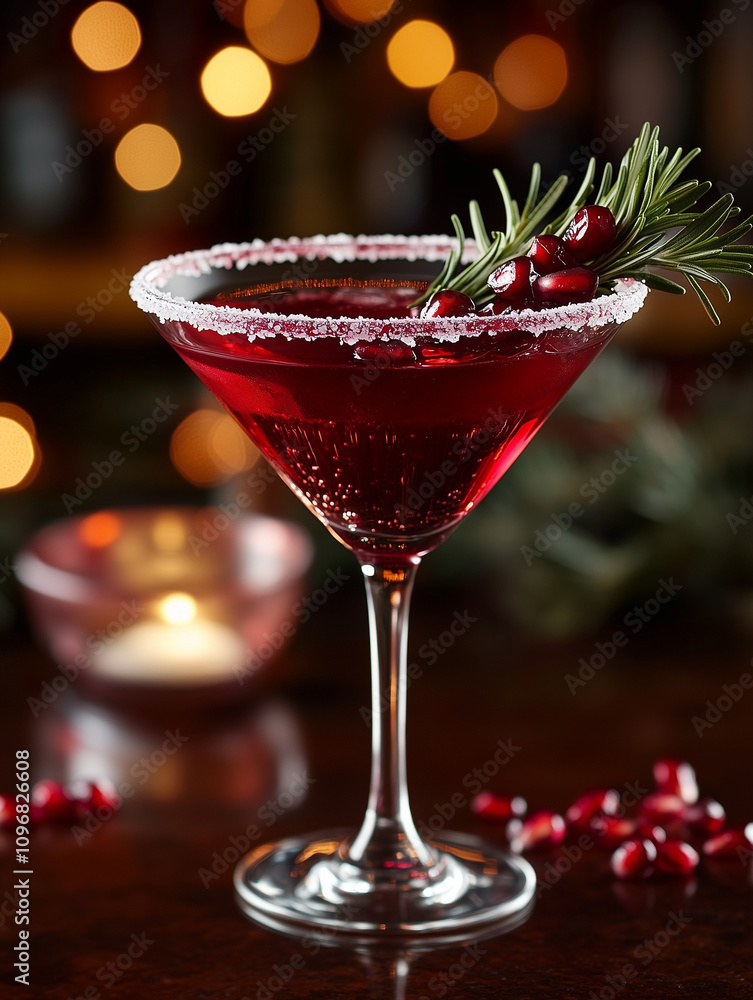 cocktail with pomegranate in the bar cocktail with pomegranate in the bar