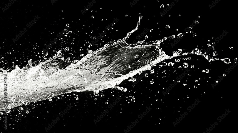 Abstract splash of crystal-clear water droplets frozen in time conveying purity, freshness, and dynamic motion with light reflections and fluid texture Abstract splash of crystal-clear water droplets frozen in time conveying purity, freshness, and dynamic motion with light reflections and fluid texture